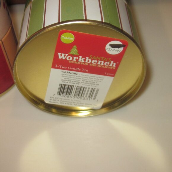 Santa's Workbench 3 Candle Tins Christmas - Picture 4 of 4
